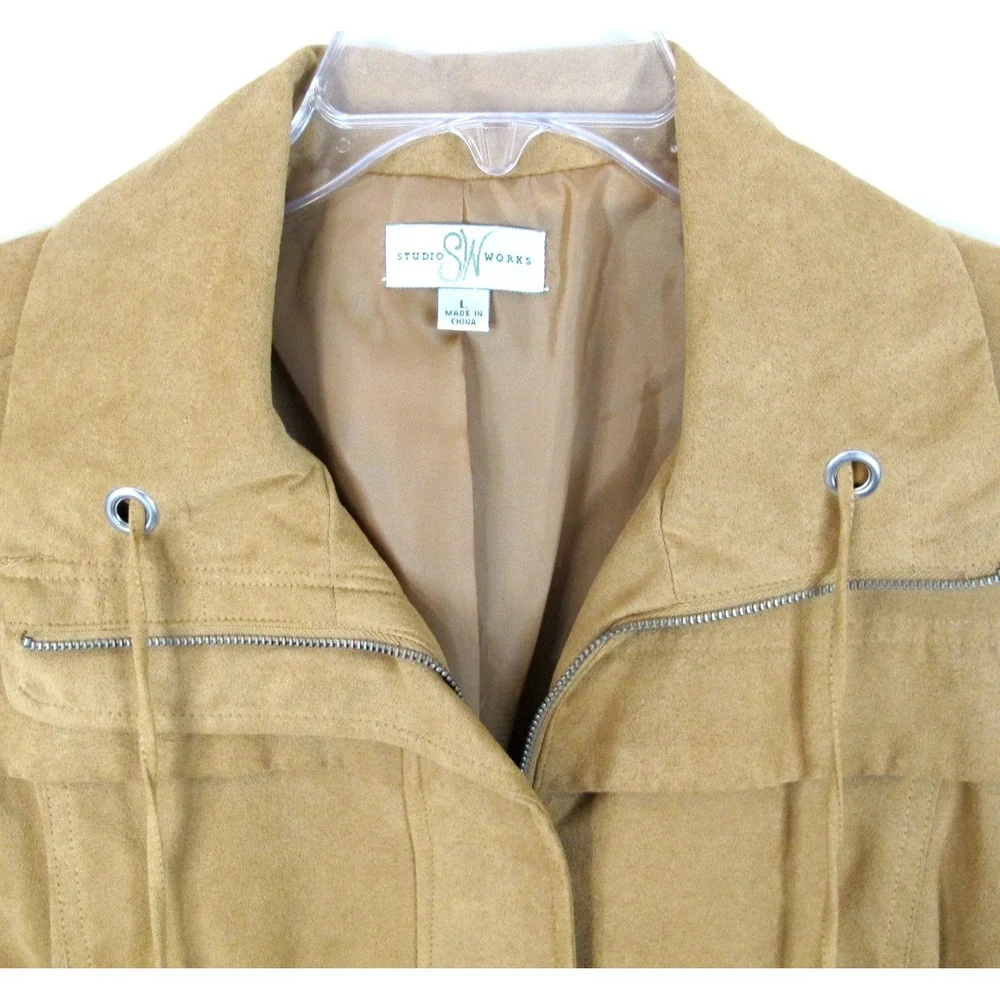 Studio Works Tan Full Zip Jacket Women's Large‎ Spring Fall - NEW!